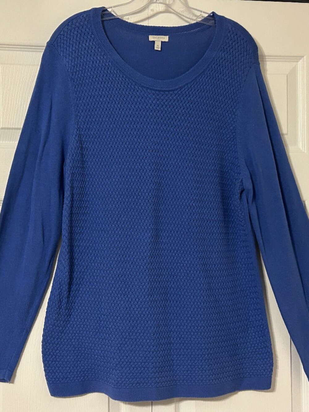 TALBOTS Sz XL Blue Textured Long Sleeve Pullover Sweater Top